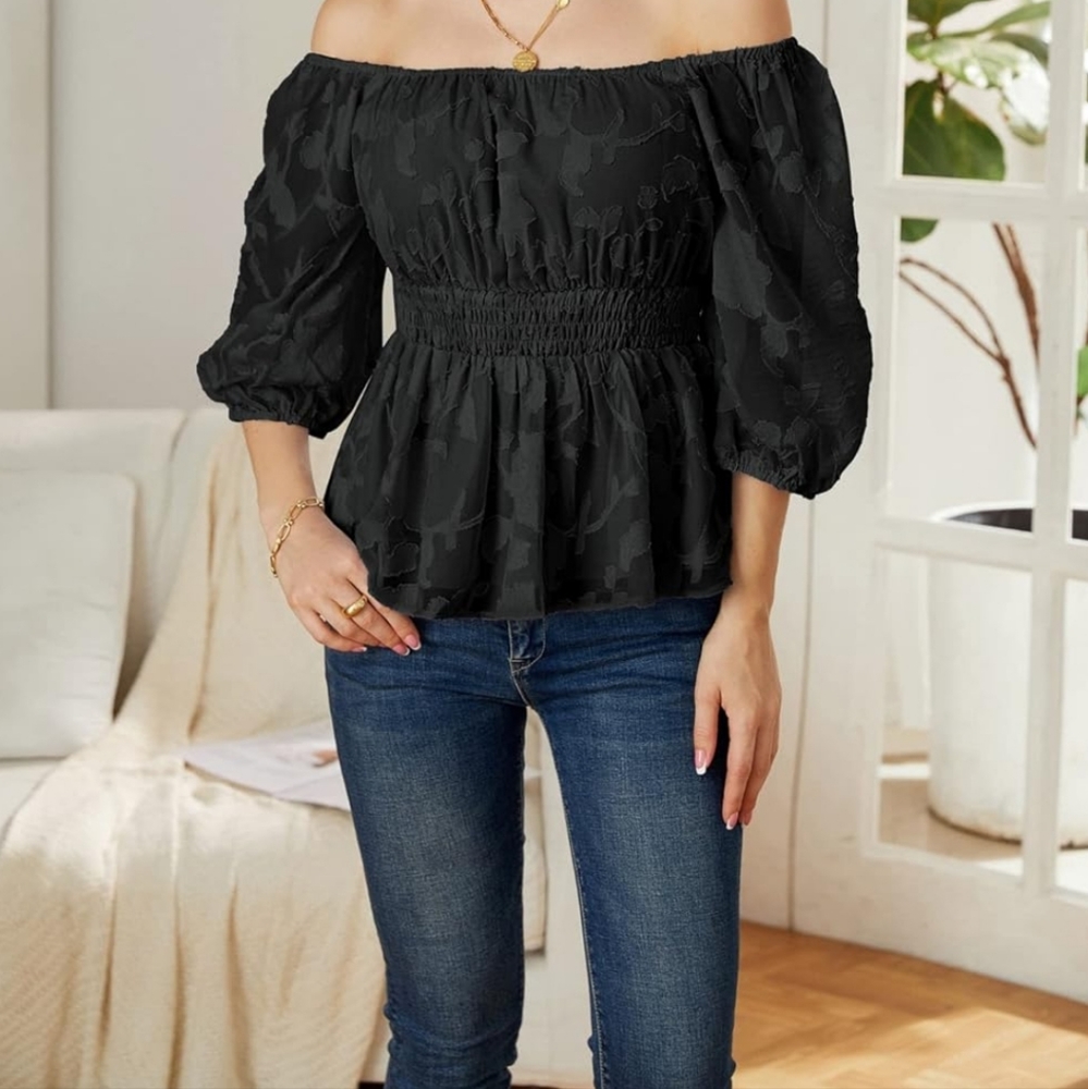 Karin Grace Size Medium Peplum Blouse NWT